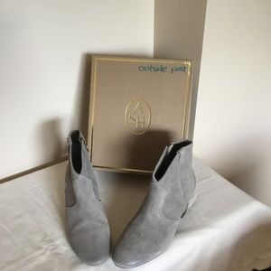 Ash Gray Suede Ankle Booties